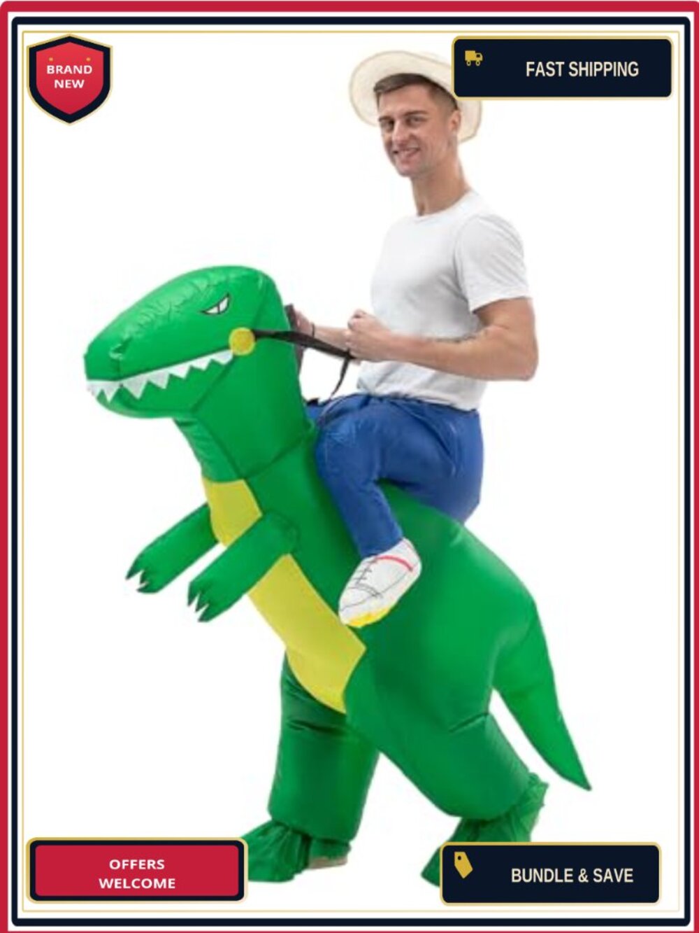 Inflatable Dinosaur Costume Adult Blow Up Suit Halloween T-Rex